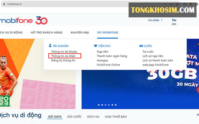 Truy cập vào website mobifone.vn để tra cứu ngày kích hoạt sim số