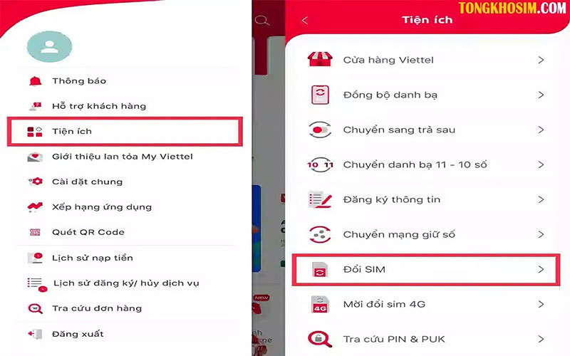 Chuyển sim vật lý sang eSim Viettel trên ứng dụng My Viettel