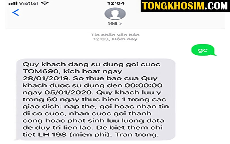 kiểm tra ngày kích hoạt và tên gói cước của thuê bao sim Viettel