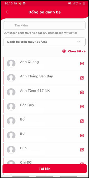 khôi phục toàn bộ danh bạ với ứng dụng my viettel