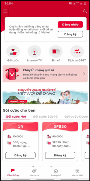 tải và đăng nhập ứng dụng my viettel