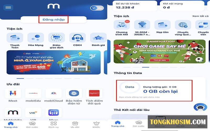 Thông qua ứng dụng My Mobifone bạn có thể biết dung lượng sim 4G Mobifone