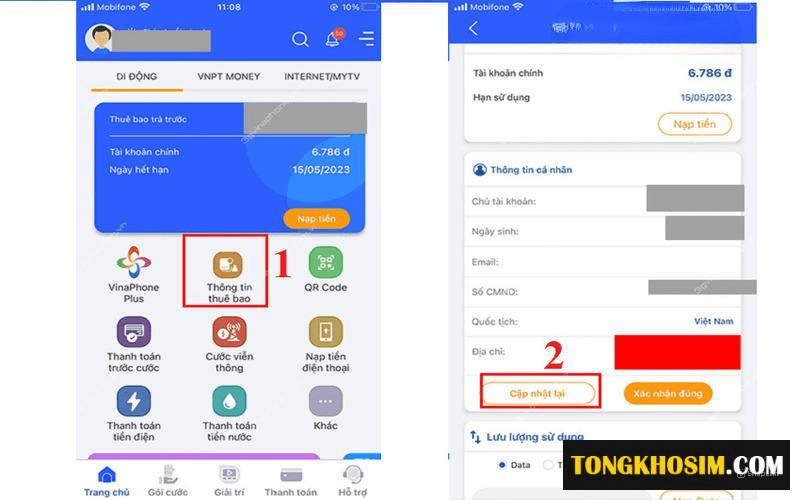 Bạn có thể thay đổi thông tin chính chủ của sim Vinaphone trên ứng dụng My VNPT
