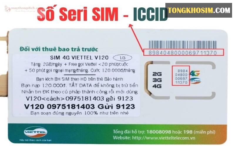 Số seri sim Viettel bao gồm 19 chữ số